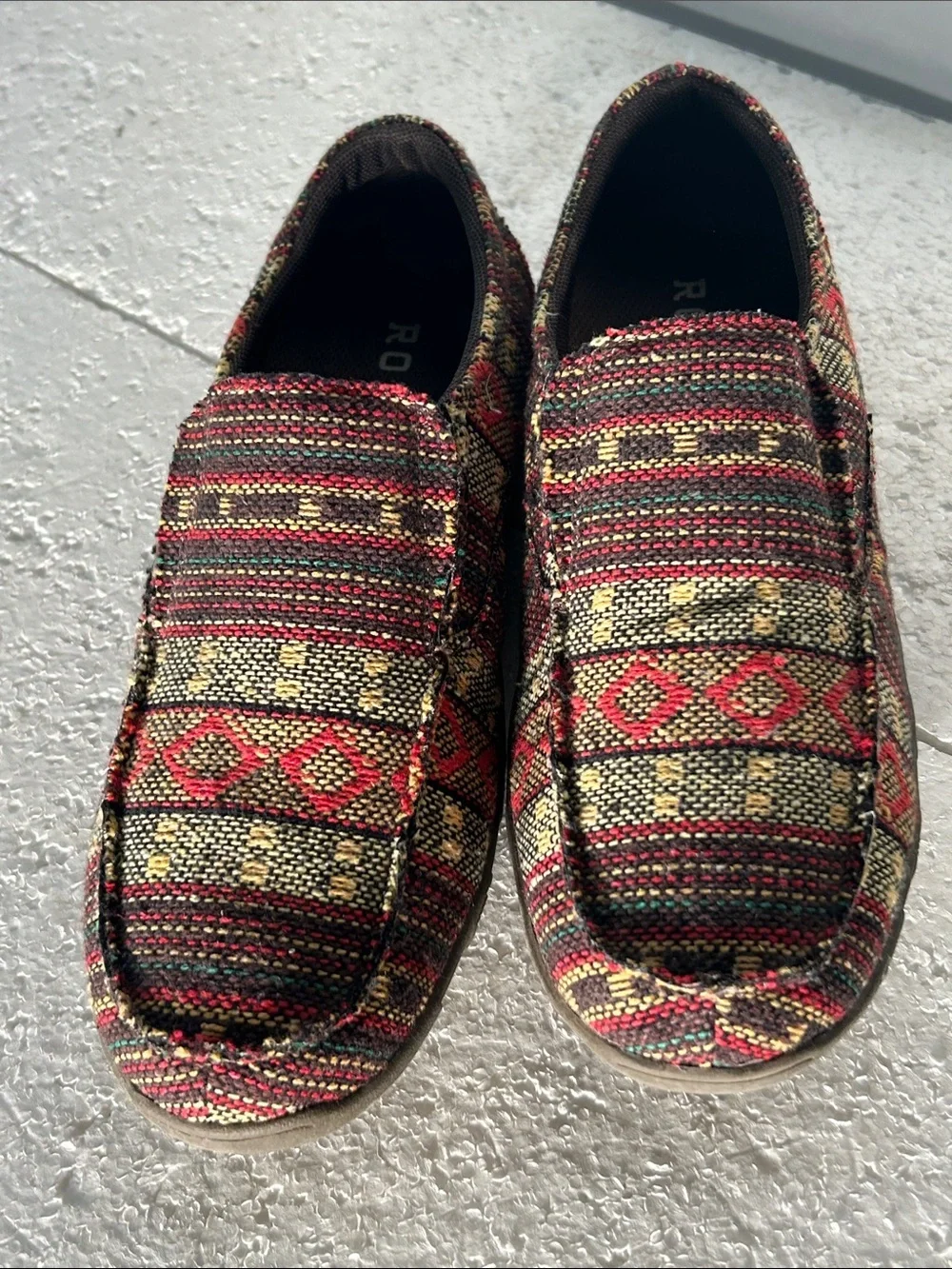 Roper SZ Mens 7.5 or Womens 9 Johnnie Southwestern Driving Moccasins Western